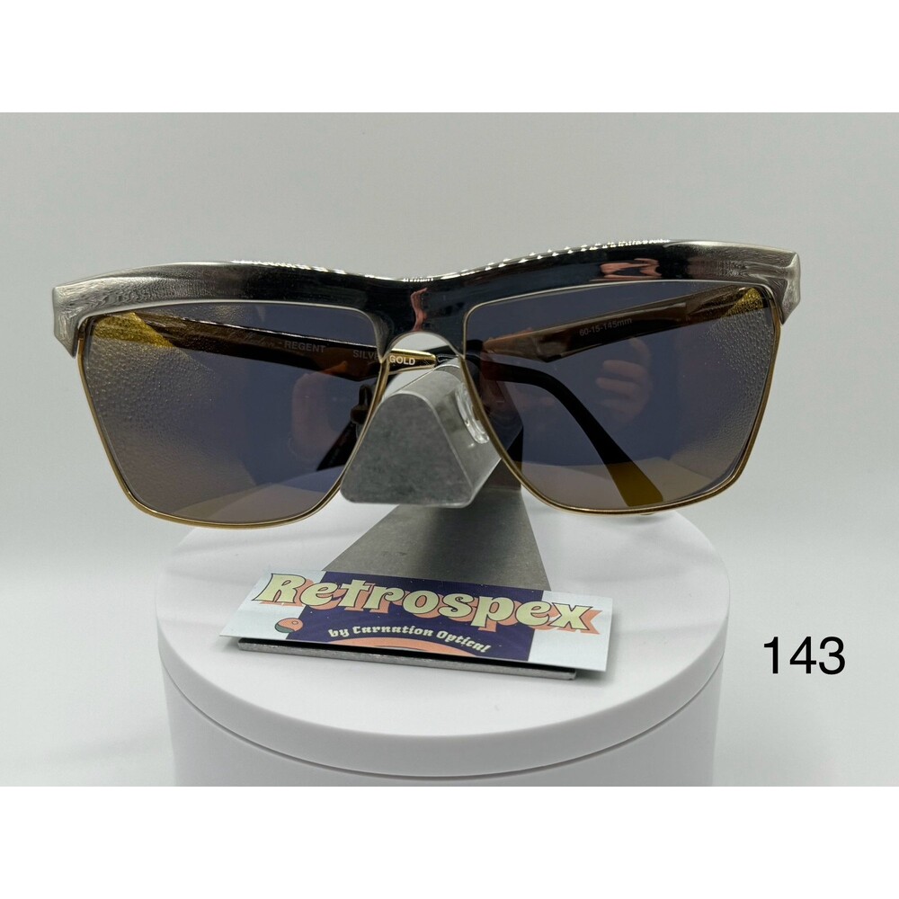 Vintage NOS Oversize Sunglasses | Chrome Club Style Gold Mirror Lens 1980s-1990s